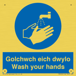 golchwch eich dwylo / wash your hands - safety sign